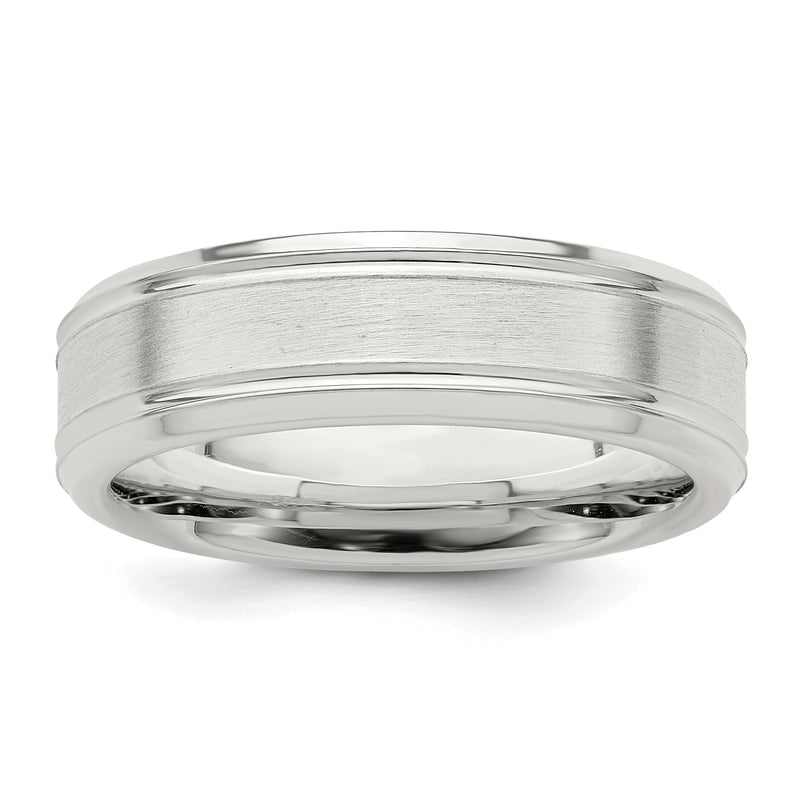 Sterling Silver Ss 6mm Brushed Fancy Band Size 6.5