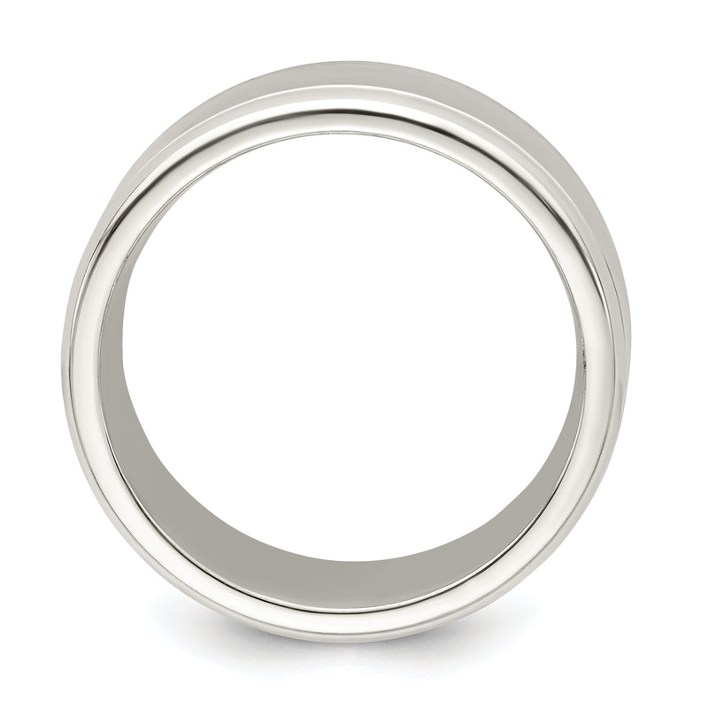 Sterling Silver 6mm Polished Flat Beveled Edge Fancy Band