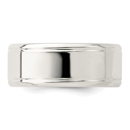 Sterling Silver 6mm Polished Flat Beveled Edge Fancy Band