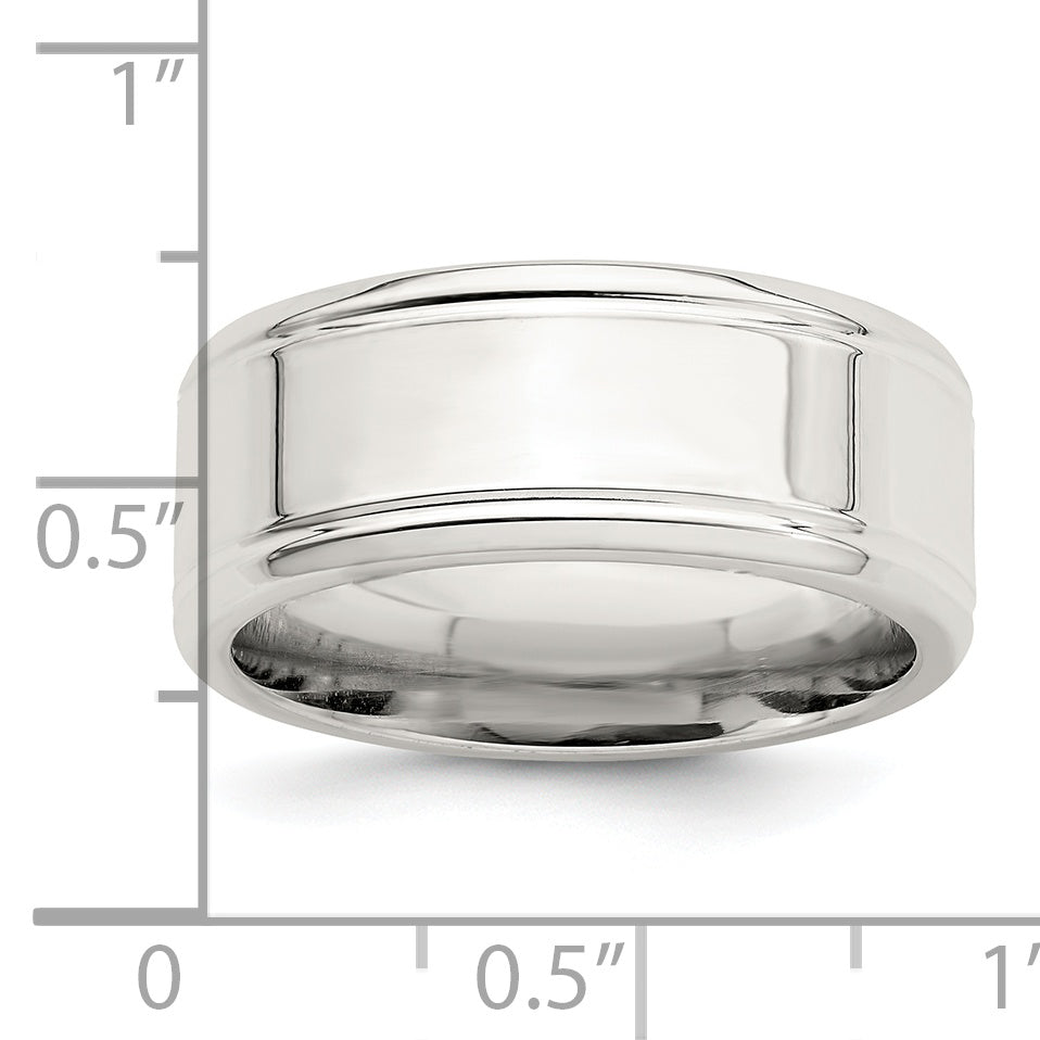 Sterling Silver 6mm Polished Flat Beveled Edge Fancy Band