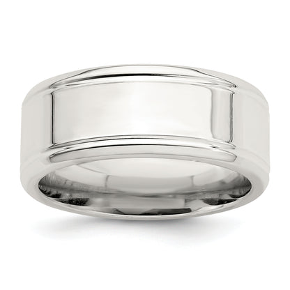 Sterling Silver 6mm Polished Flat Beveled Edge Fancy Band