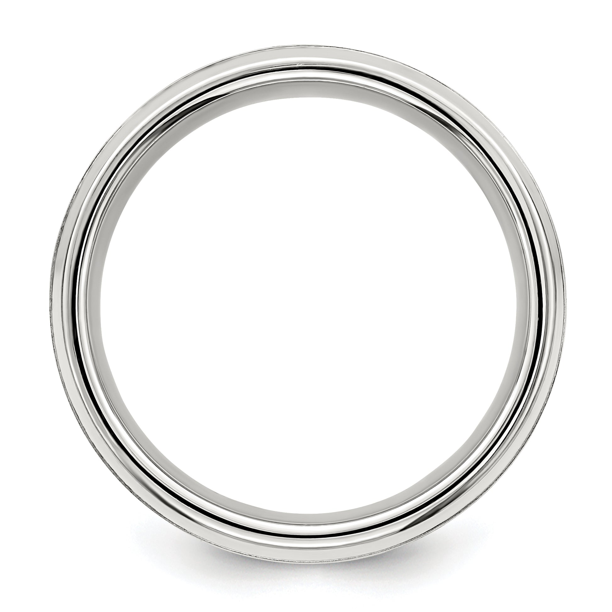 Sterling Silver 6mm Brushed Flat Beveled Edge Fancy Band