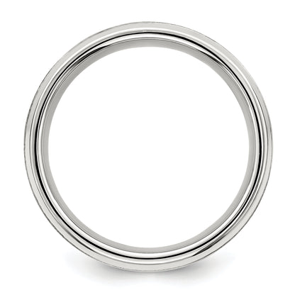 Sterling Silver 6mm Brushed Flat Beveled Edge Fancy Band