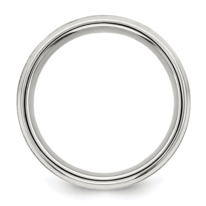 Sterling Silver 6mm Brushed Flat Beveled Edge Fancy Band