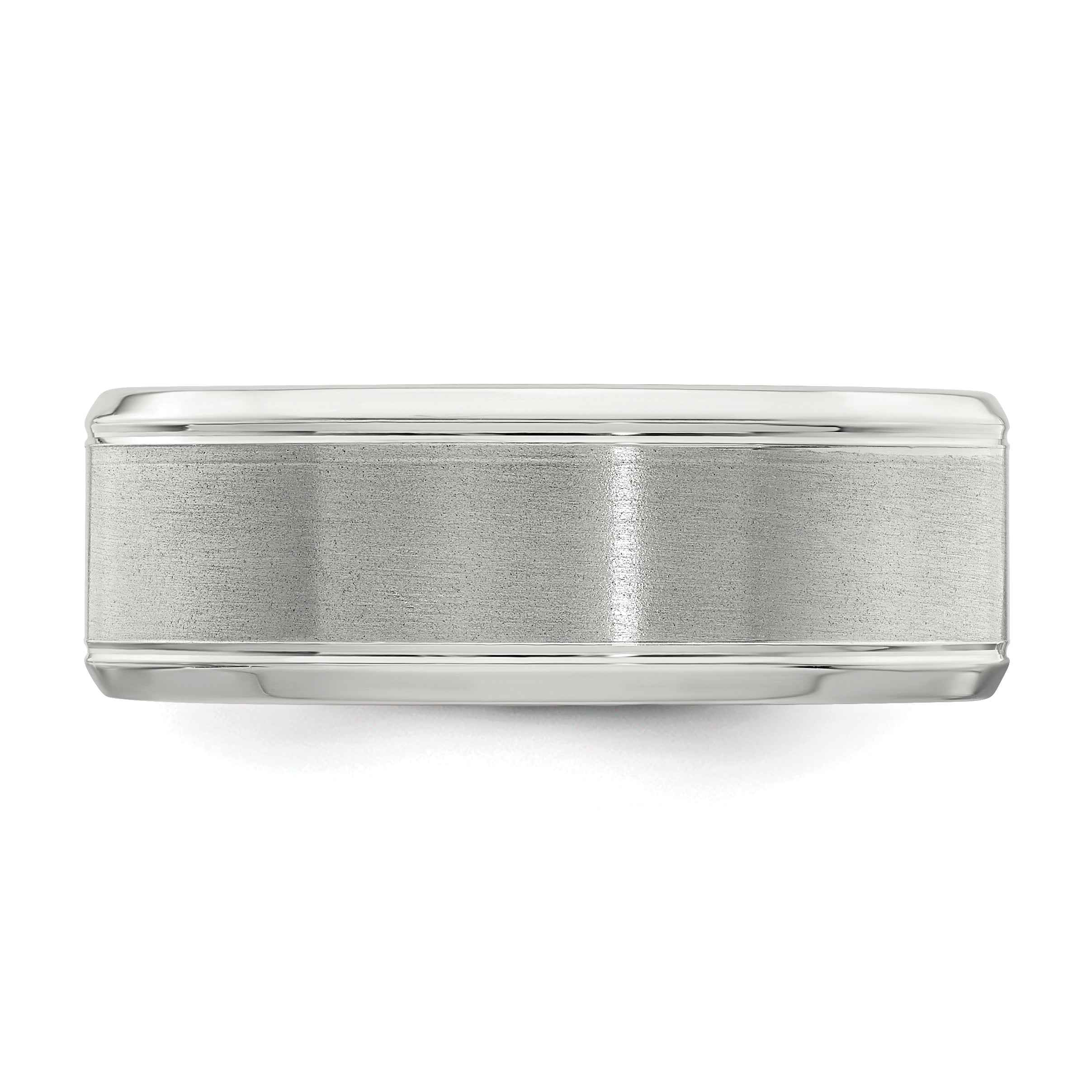 Sterling Silver Rhodium Plated 8mm Brushed Fancy Band
