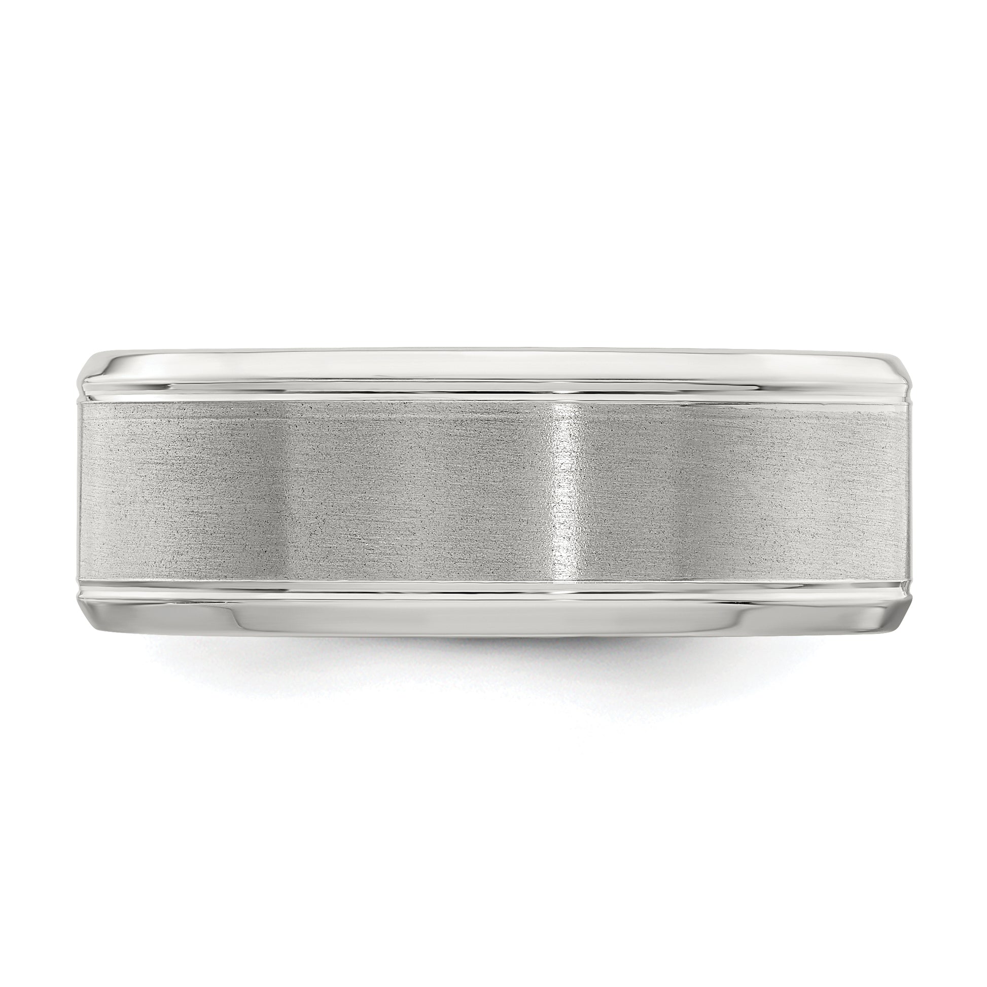 Sterling Silver Rhodium Plated 8mm Brushed Fancy Band