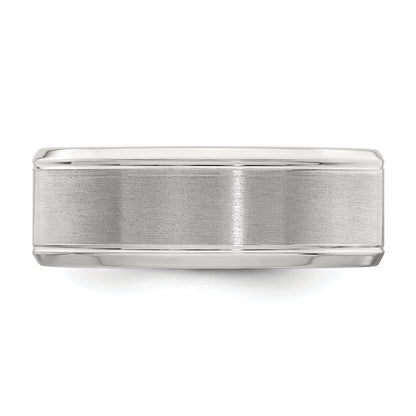 Sterling Silver Rhodium Plated 8mm Brushed Fancy Band
