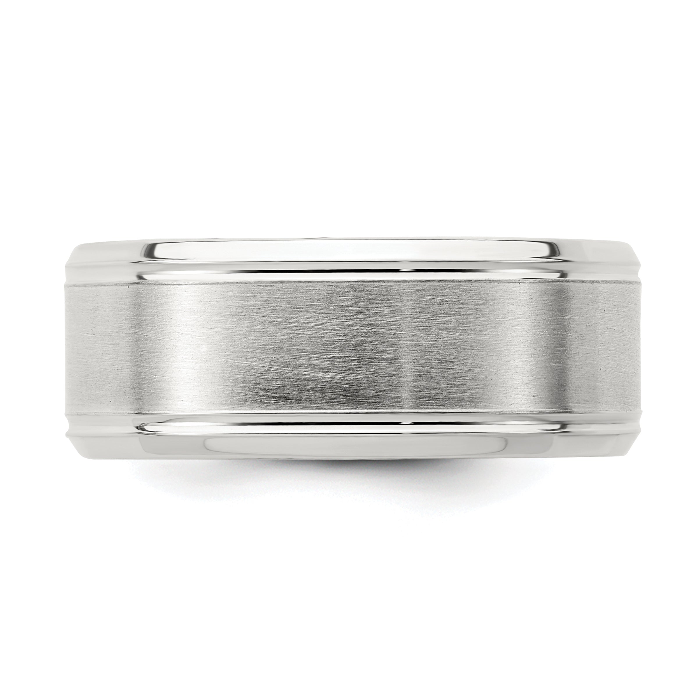 Sterling Silver 6mm Brushed Flat Beveled Edge Fancy Band