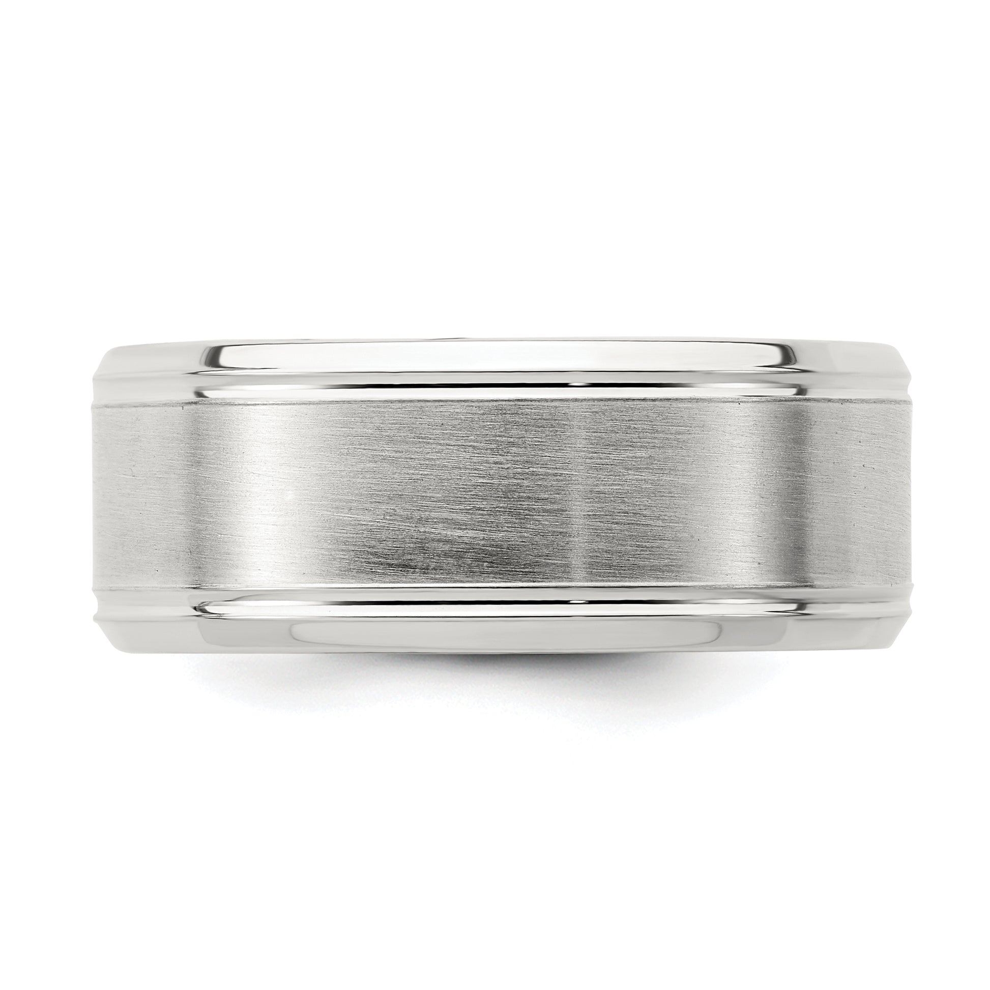 Sterling Silver 6mm Brushed Flat Beveled Edge Fancy Band