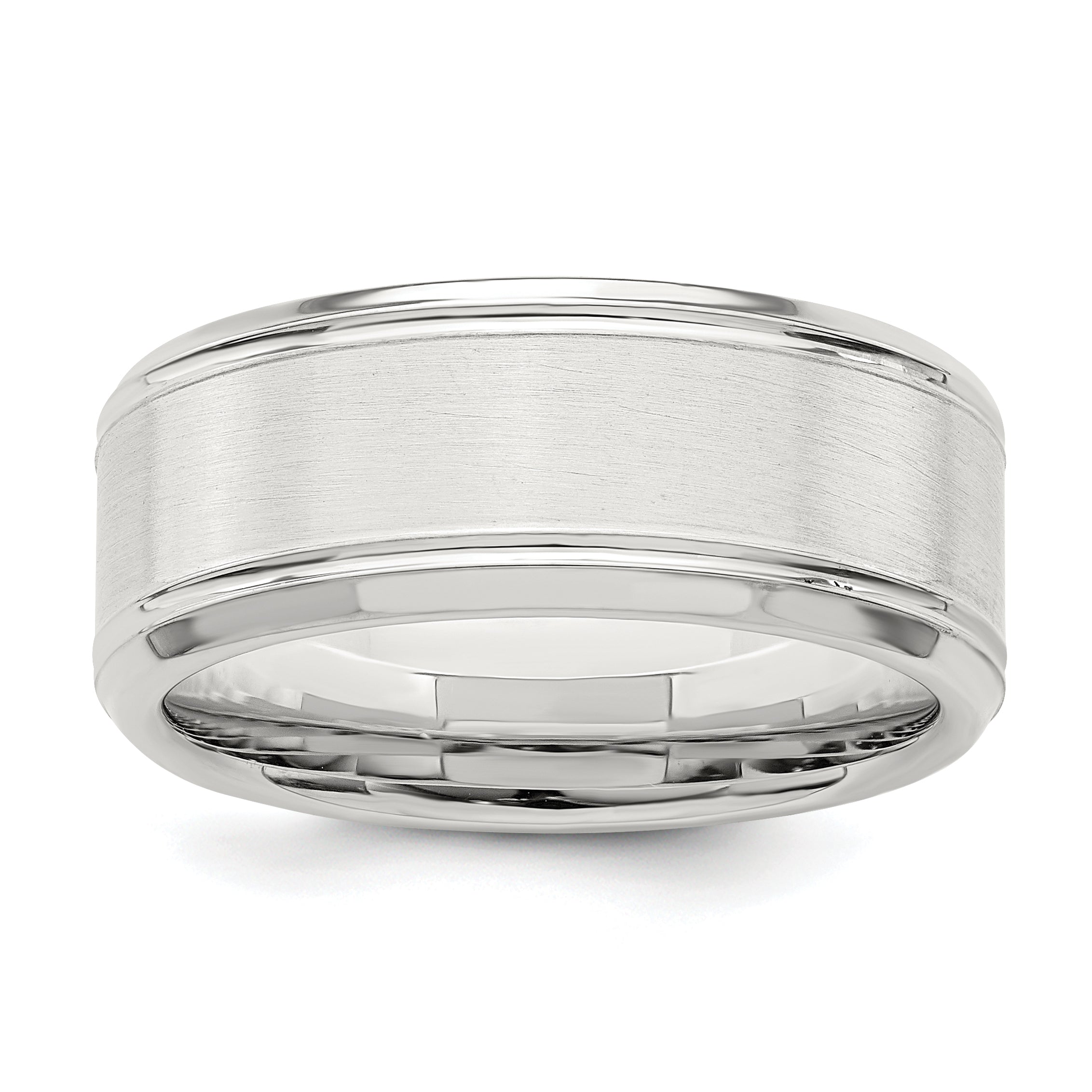 Sterling Silver 6mm Brushed Flat Beveled Edge Fancy Band