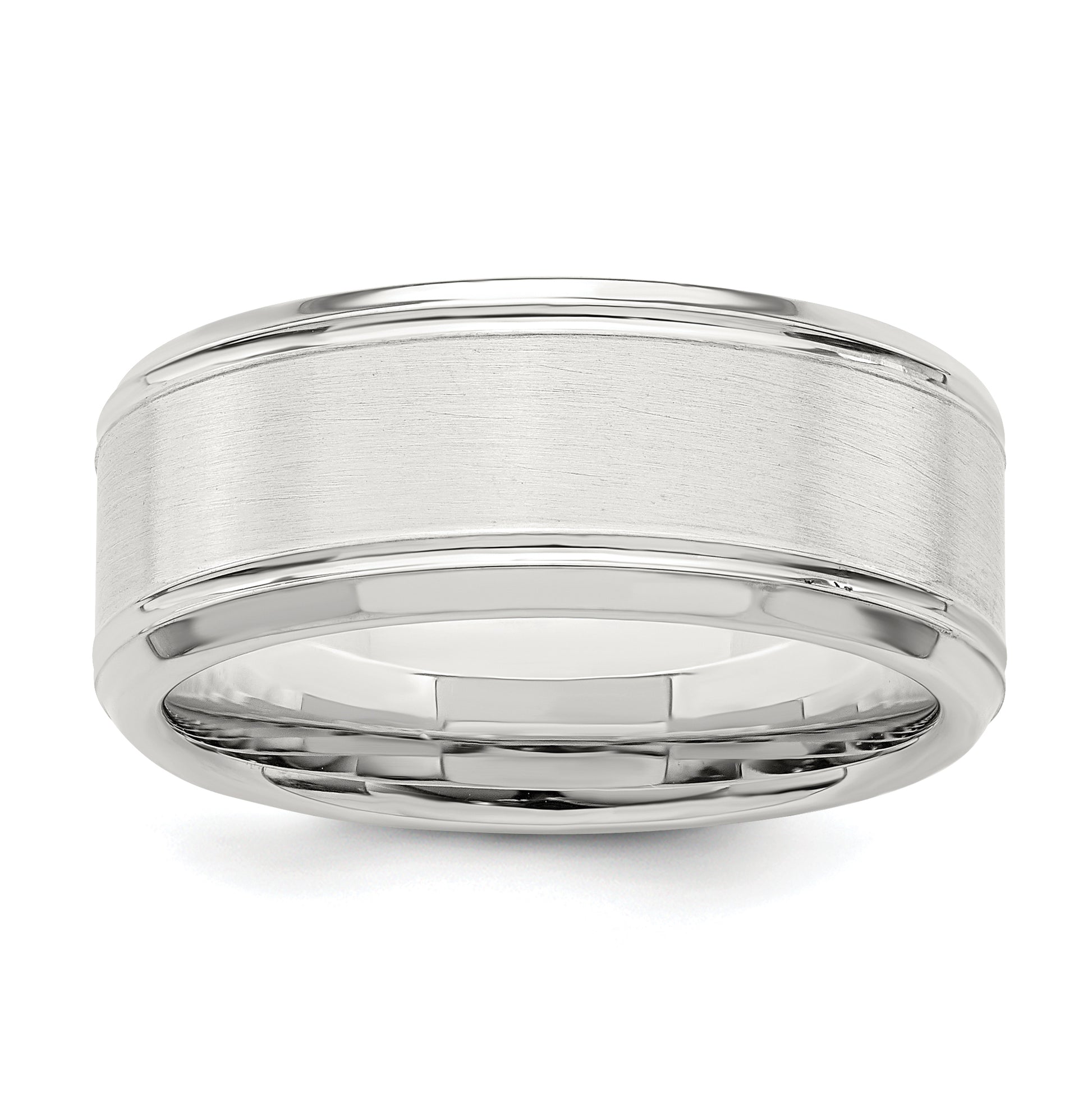 Sterling Silver 6mm Brushed Flat Beveled Edge Fancy Band