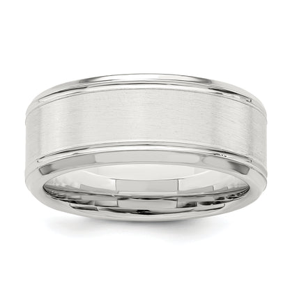 Sterling Silver 6mm Brushed Flat Beveled Edge Fancy Band