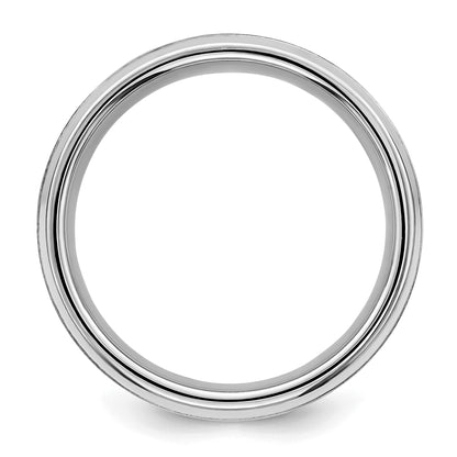 Sterling Silver Rhodium Plated 8mm Brushed Fancy Band