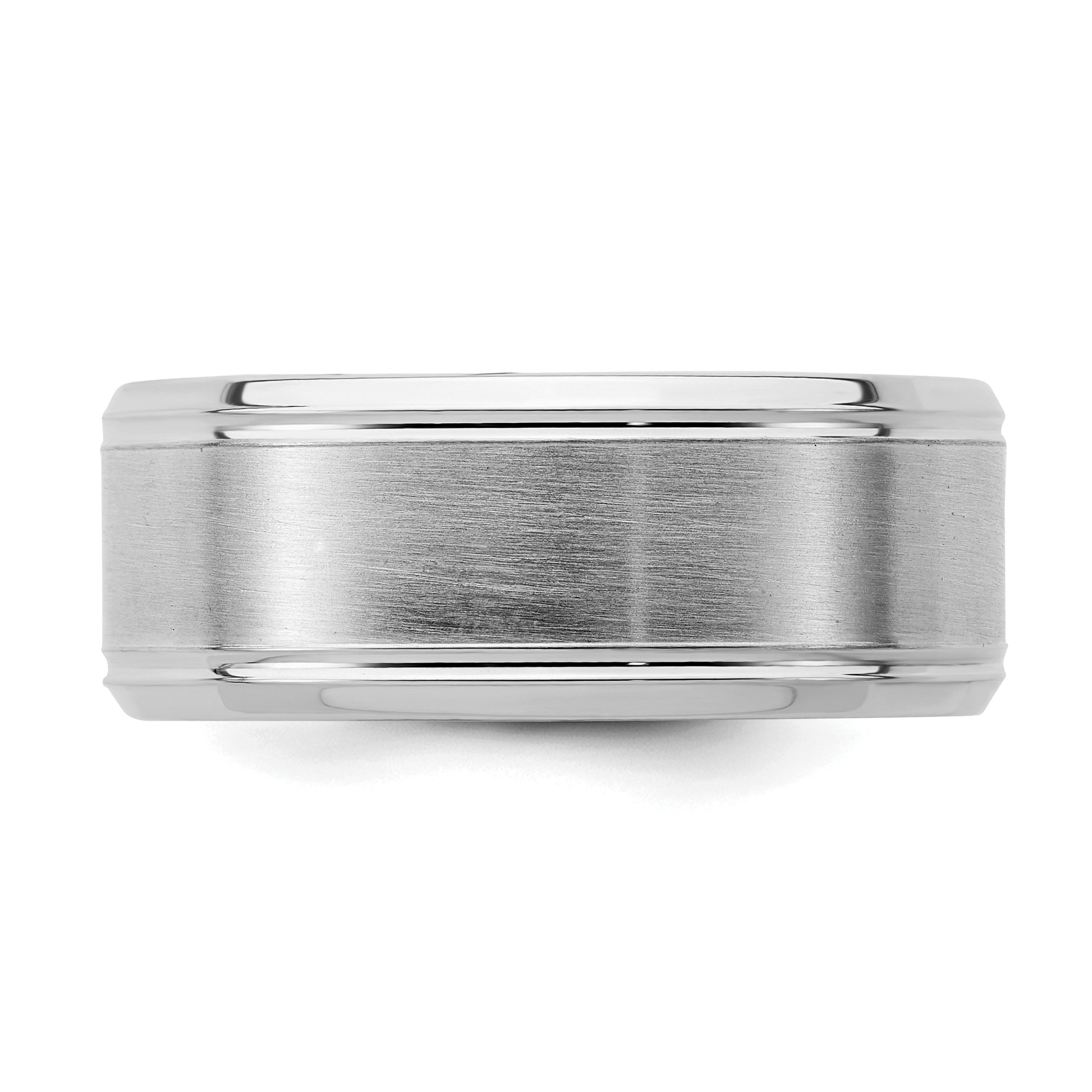 Sterling Silver Rhodium Plated 8mm Brushed Fancy Band