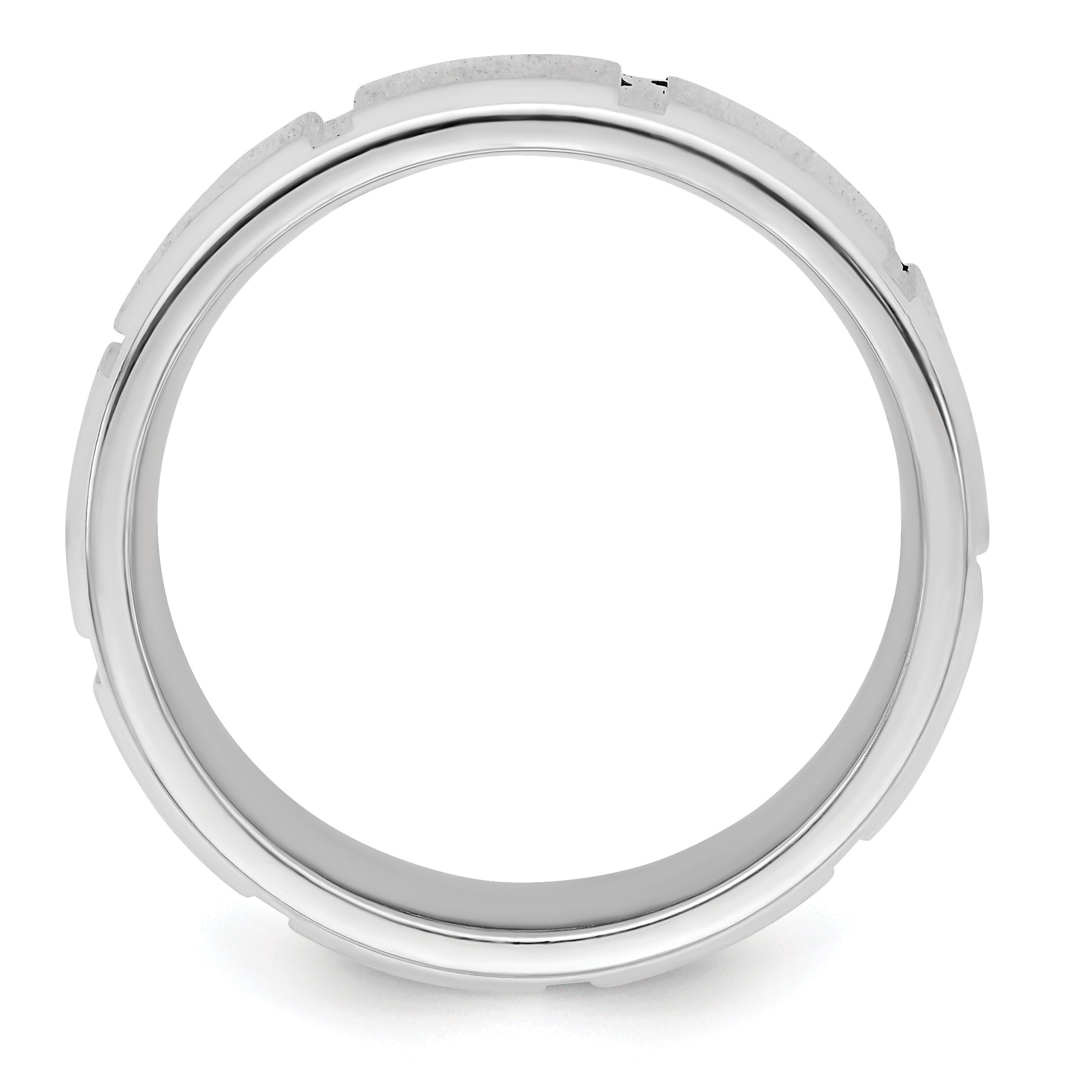 Sterling Silver 8mm Polished Flat Notched Beveled Edge Fancy Band Size 13 (Size 13 Only)