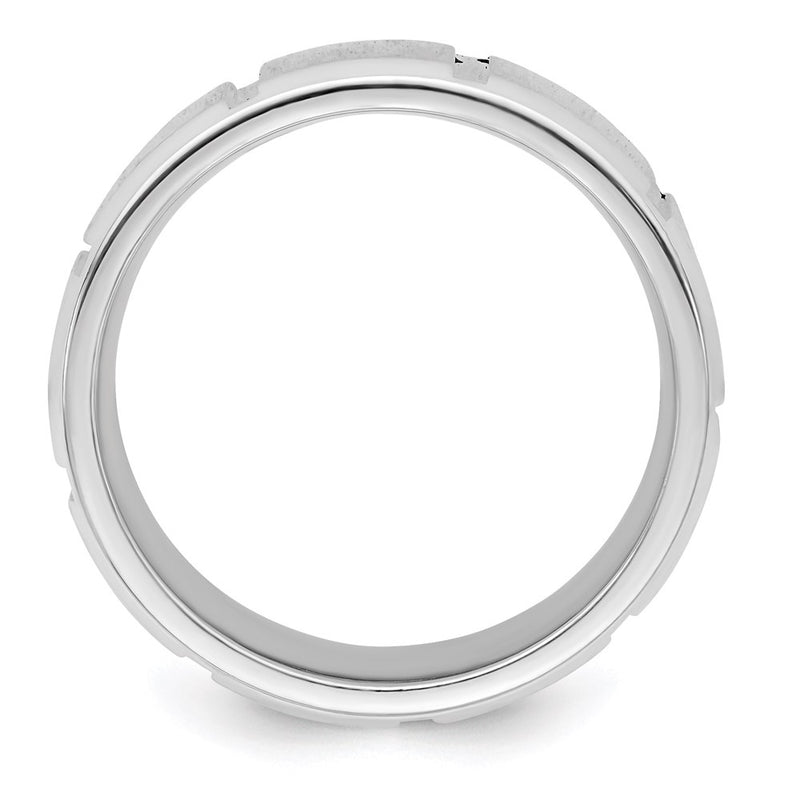 Sterling Silver 8mm Polished Flat Notched Beveled Edge Fancy Band Size 13 (Size 13 Only)