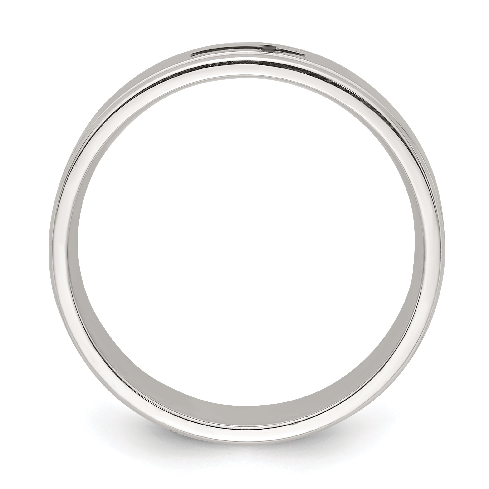 Sterling Silver 6mm Enamel Cross Fancy Band