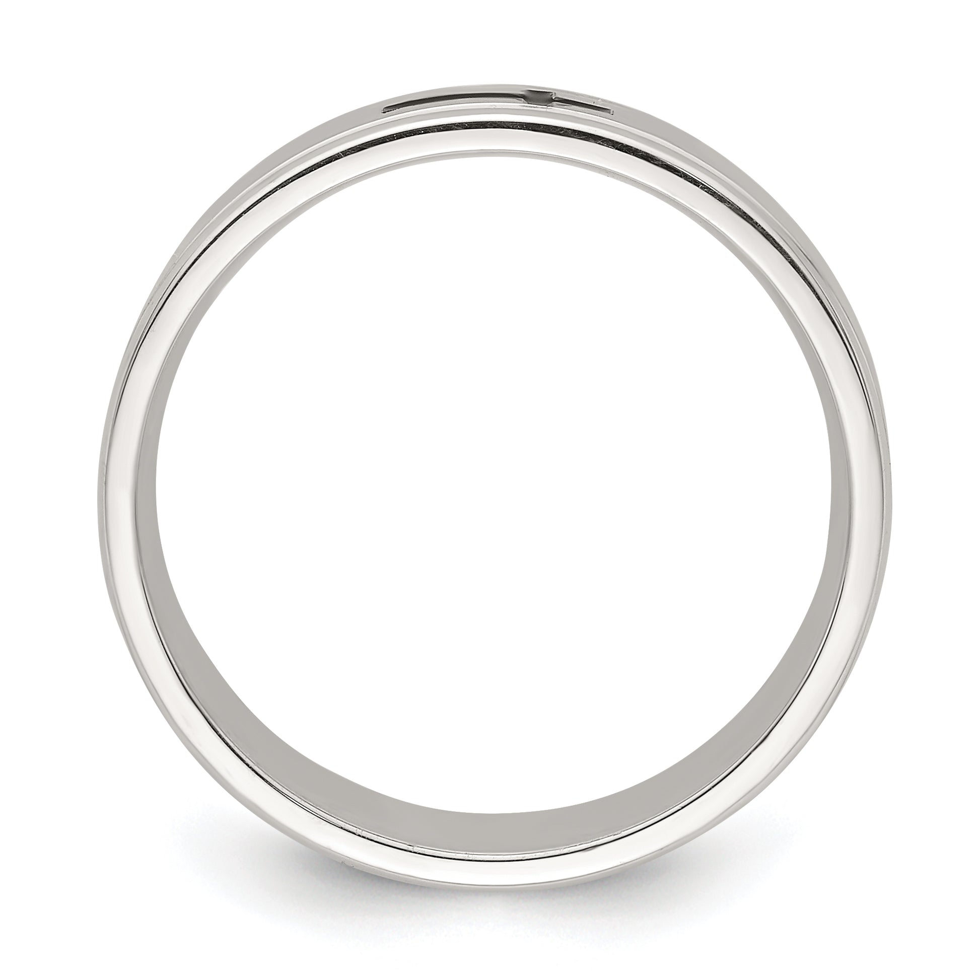 Sterling Silver 6mm Enamel Cross Fancy Band