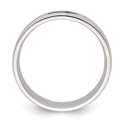 Sterling Silver 6mm Enamel Cross Fancy Band