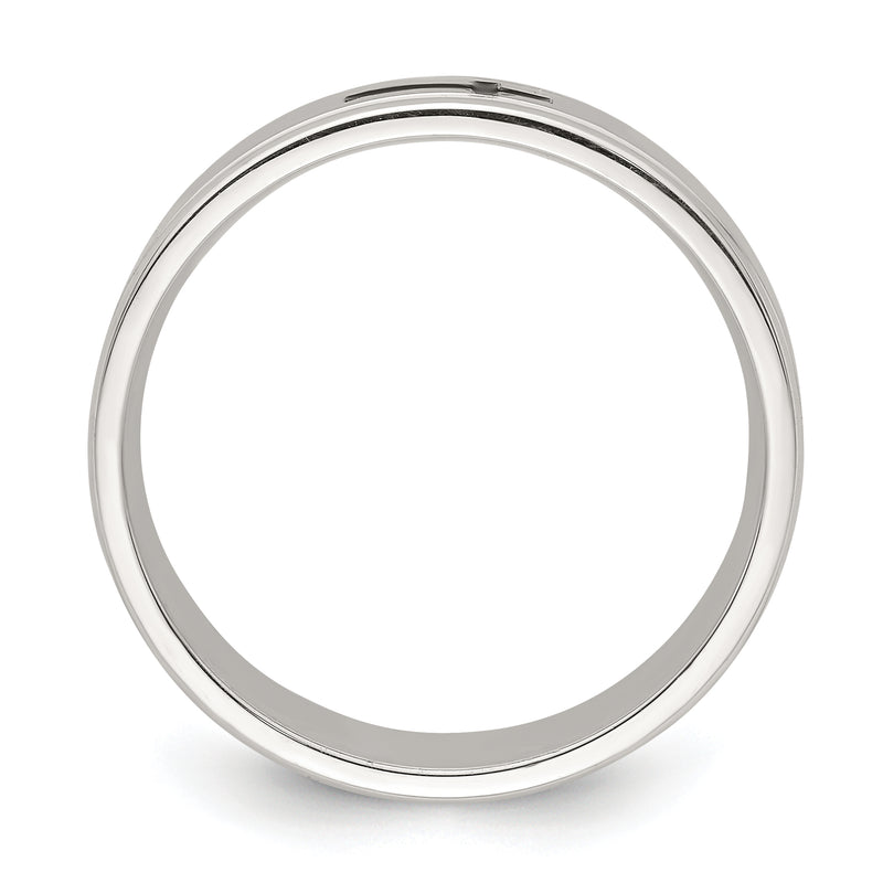 Sterling Silver 6mm Enamel Cross Fancy Band