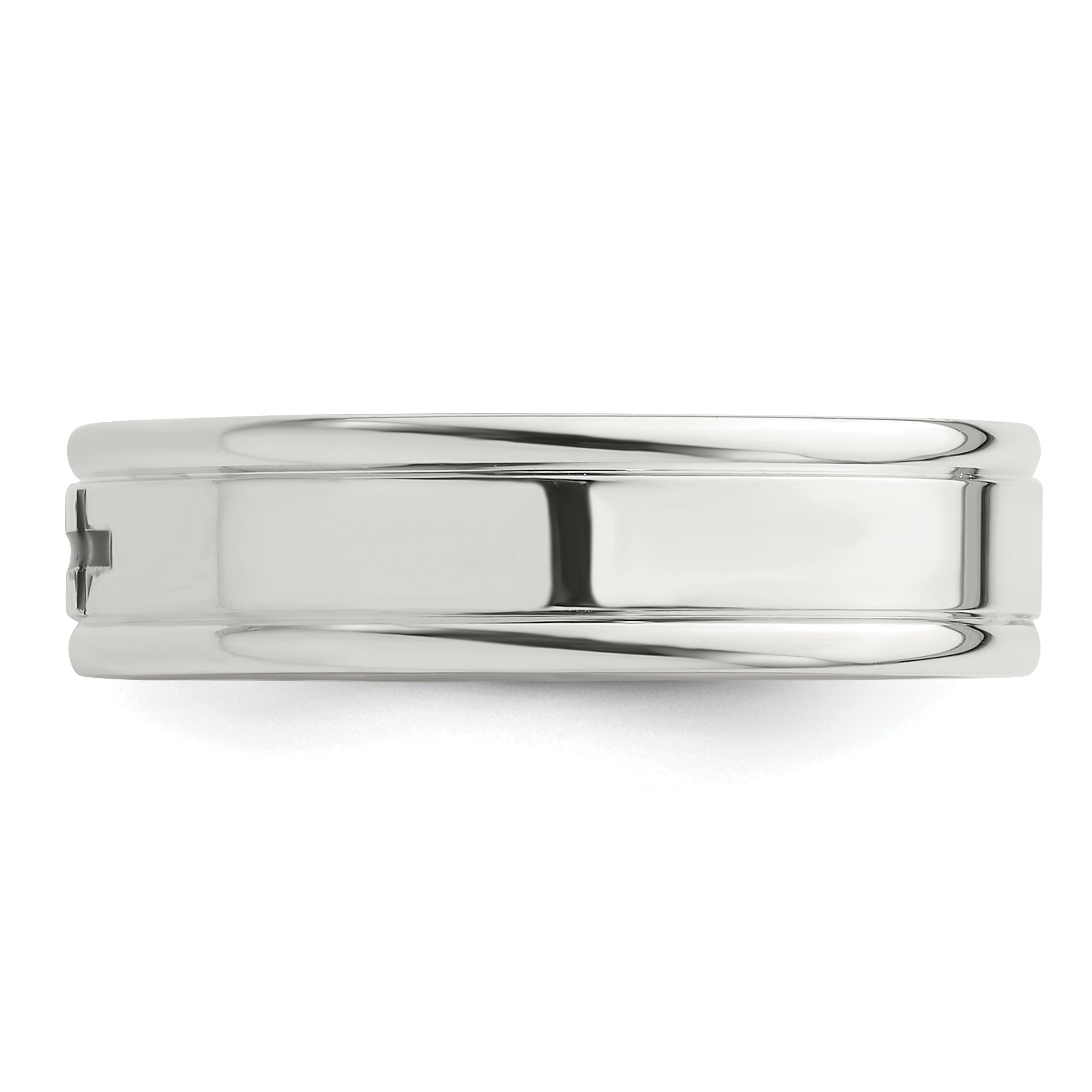 Sterling Silver 6mm Enamel Cross Fancy Band