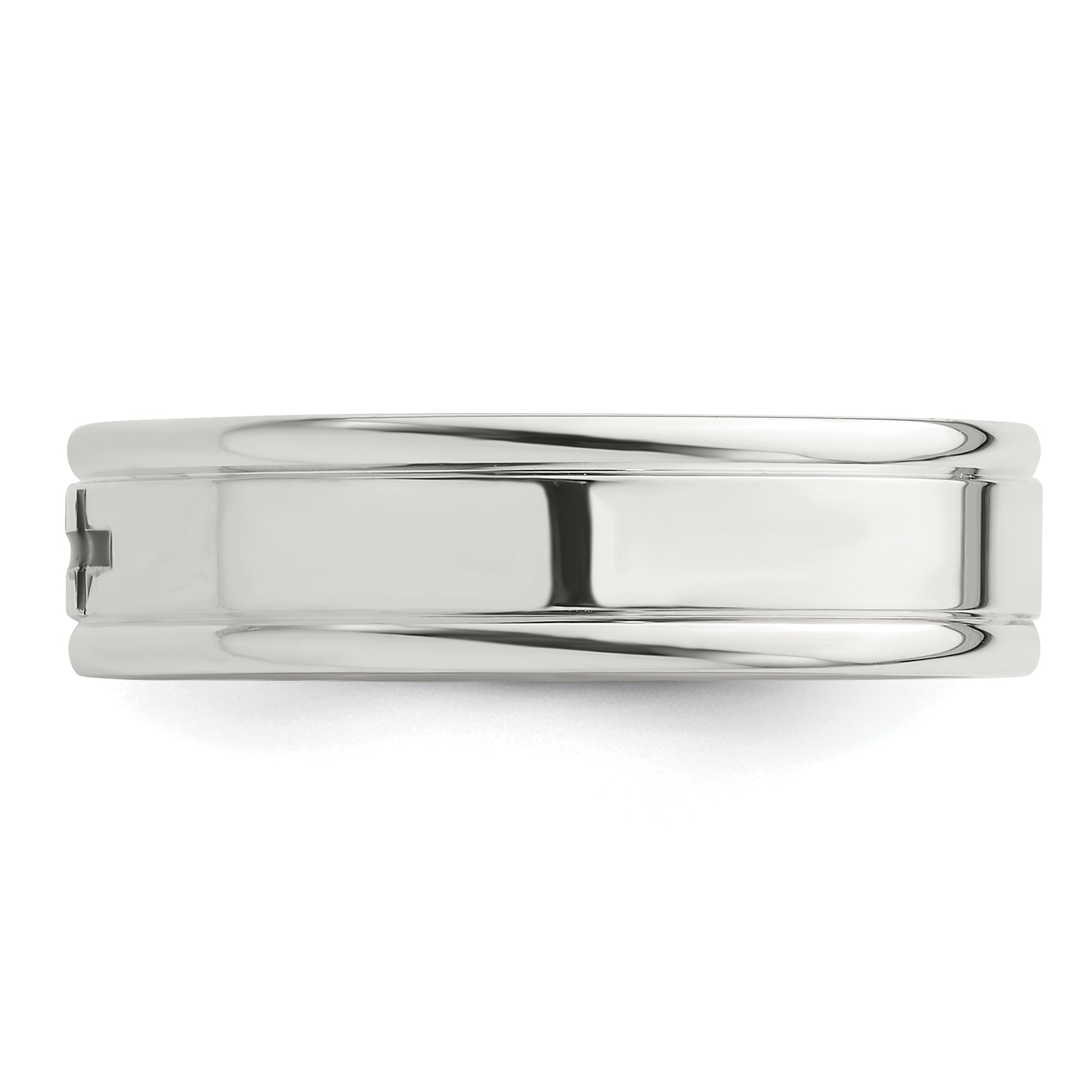 Sterling Silver 6mm Enamel Cross Fancy Band