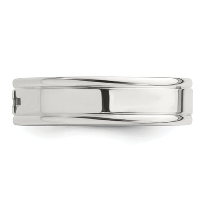 Sterling Silver 6mm Enamel Cross Fancy Band