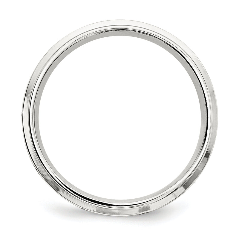 Sterling Silver Ss 7mm Enamel Fancy Band