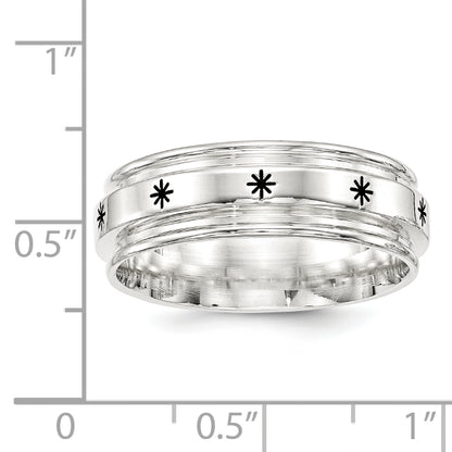 Sterling Silver Ss 7mm Enamel Fancy Band