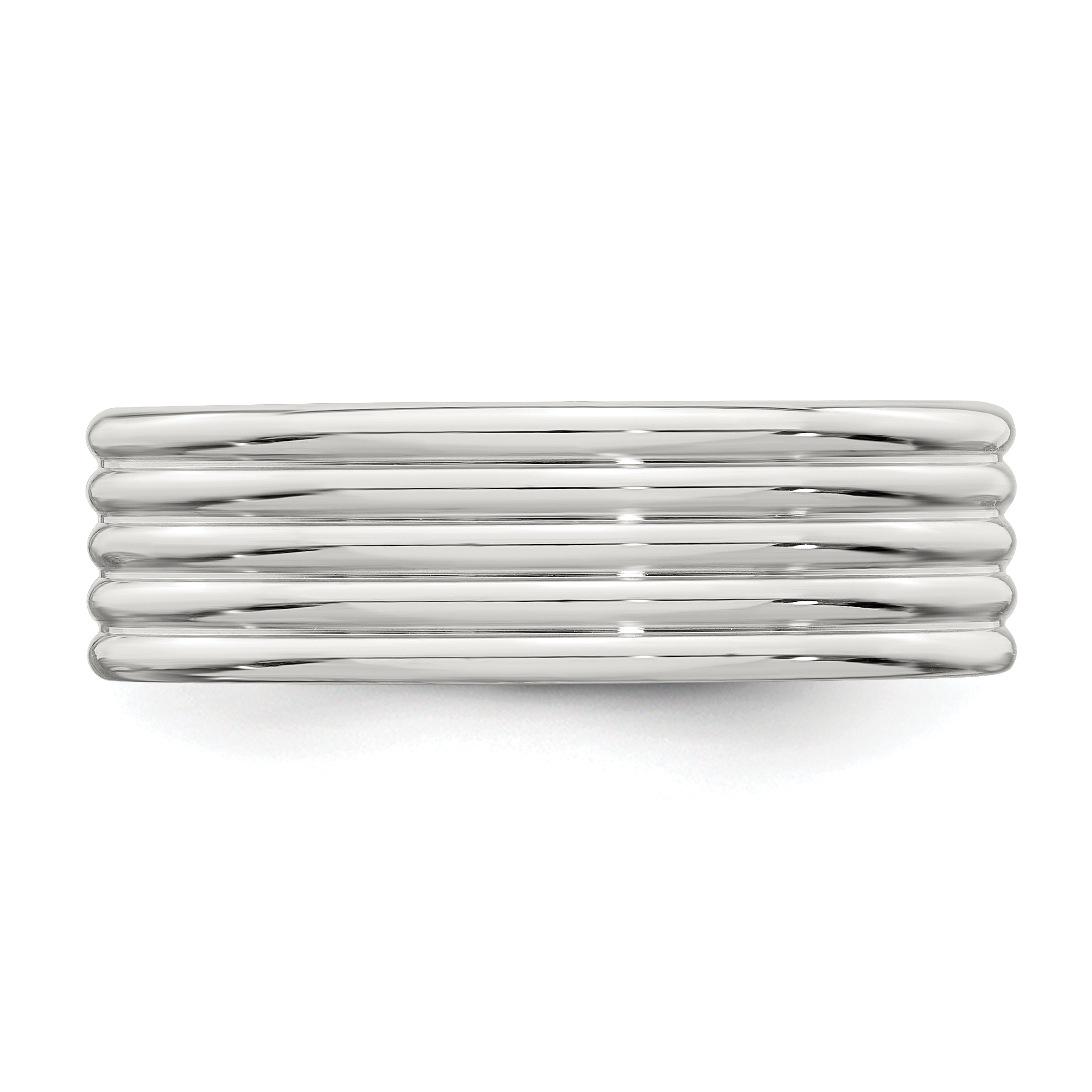 Sterling Silver 7mm Polished 5 Row Fancy Band