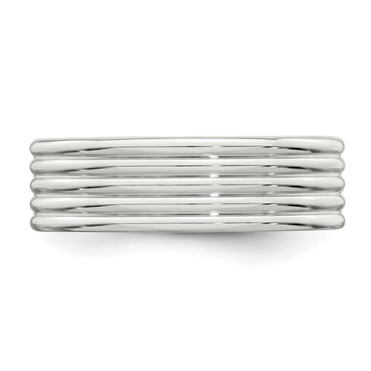 Sterling Silver 7mm Polished 5 Row Fancy Band