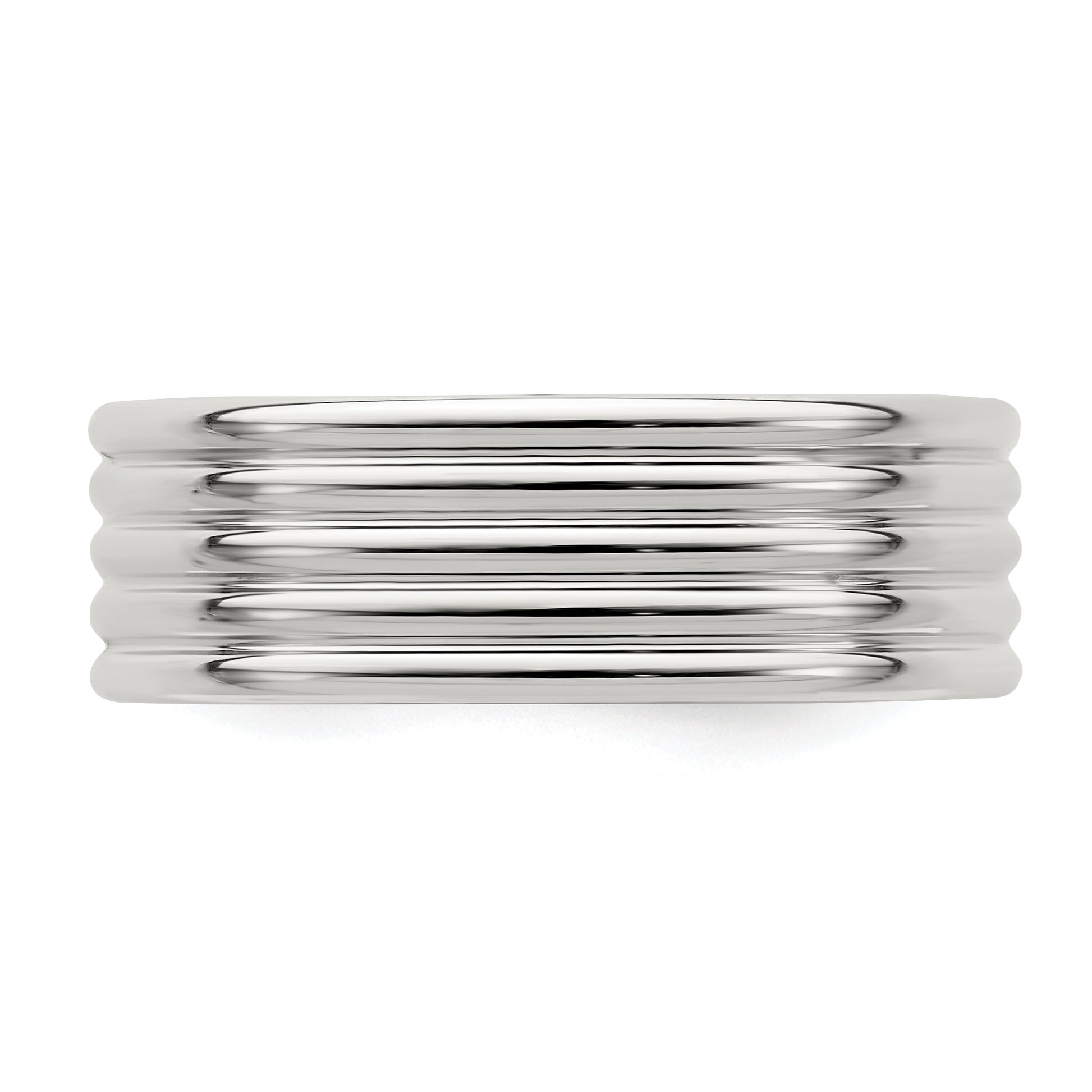 Sterling Silver 7mm Polished 5 Row Fancy Band
