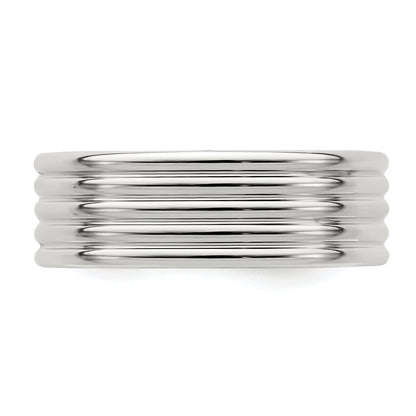 Sterling Silver 7mm Polished 5 Row Fancy Band