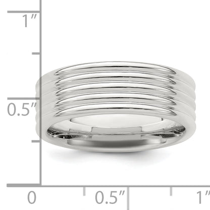 Sterling Silver 7mm Polished 5 Row Fancy Band
