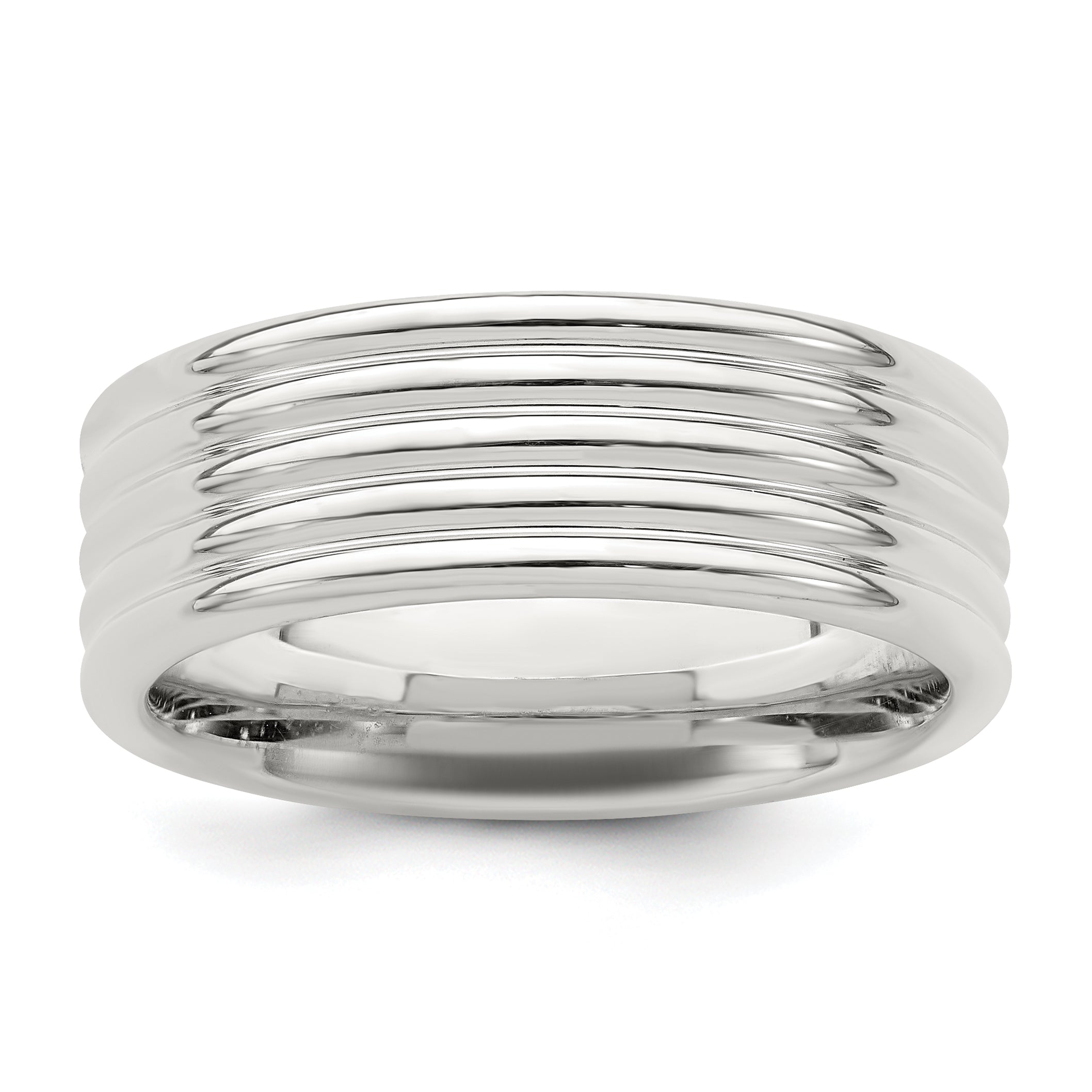 Sterling Silver 7mm Polished 5 Row Fancy Band