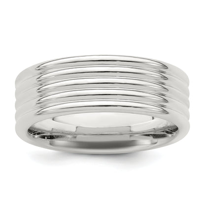 Sterling Silver 7mm Polished 5 Row Fancy Band