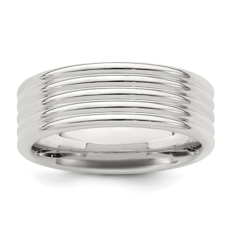 Sterling Silver 7mm Polished 5 Row Fancy Band