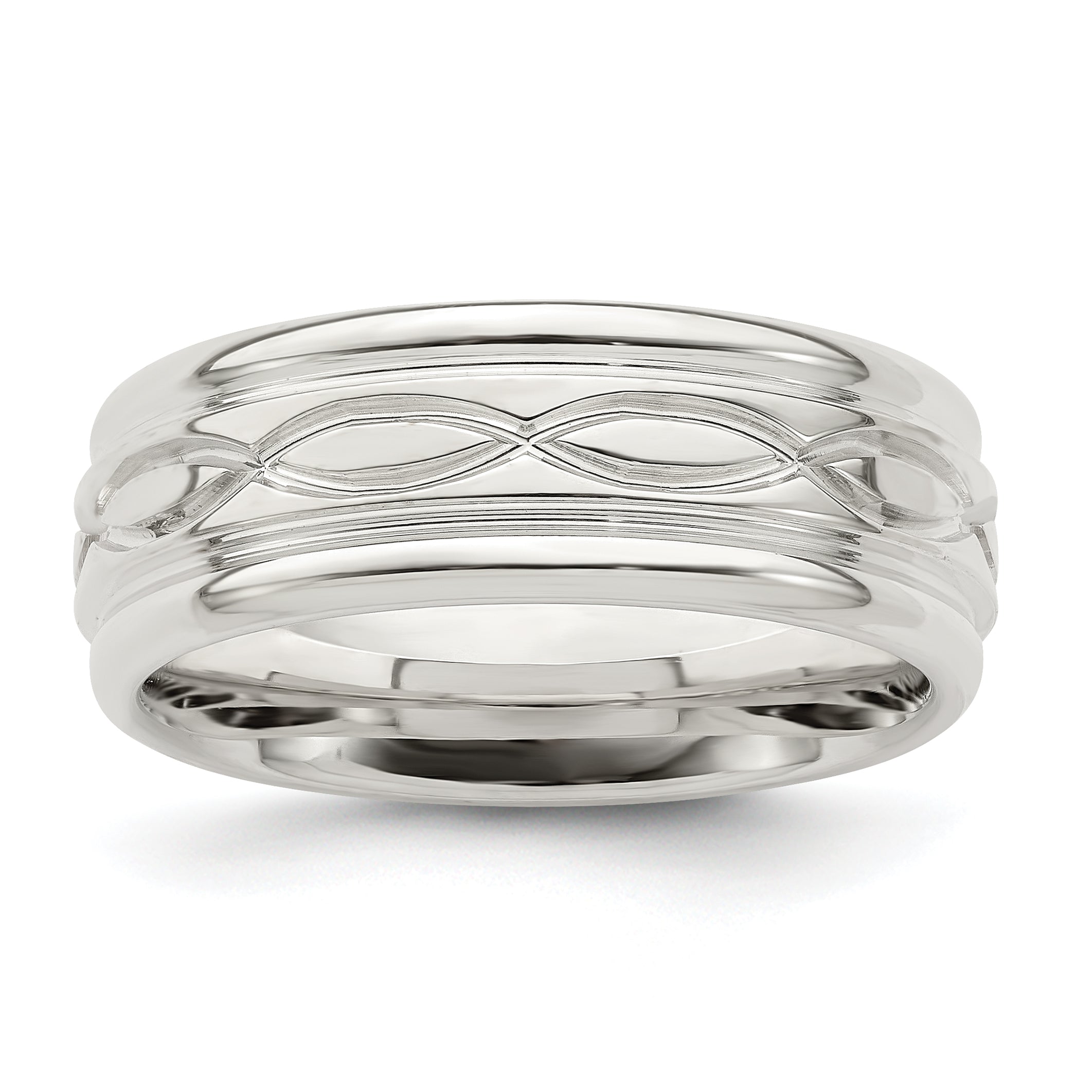 Sterling Silver Ss 7mm Polished Fancy Band