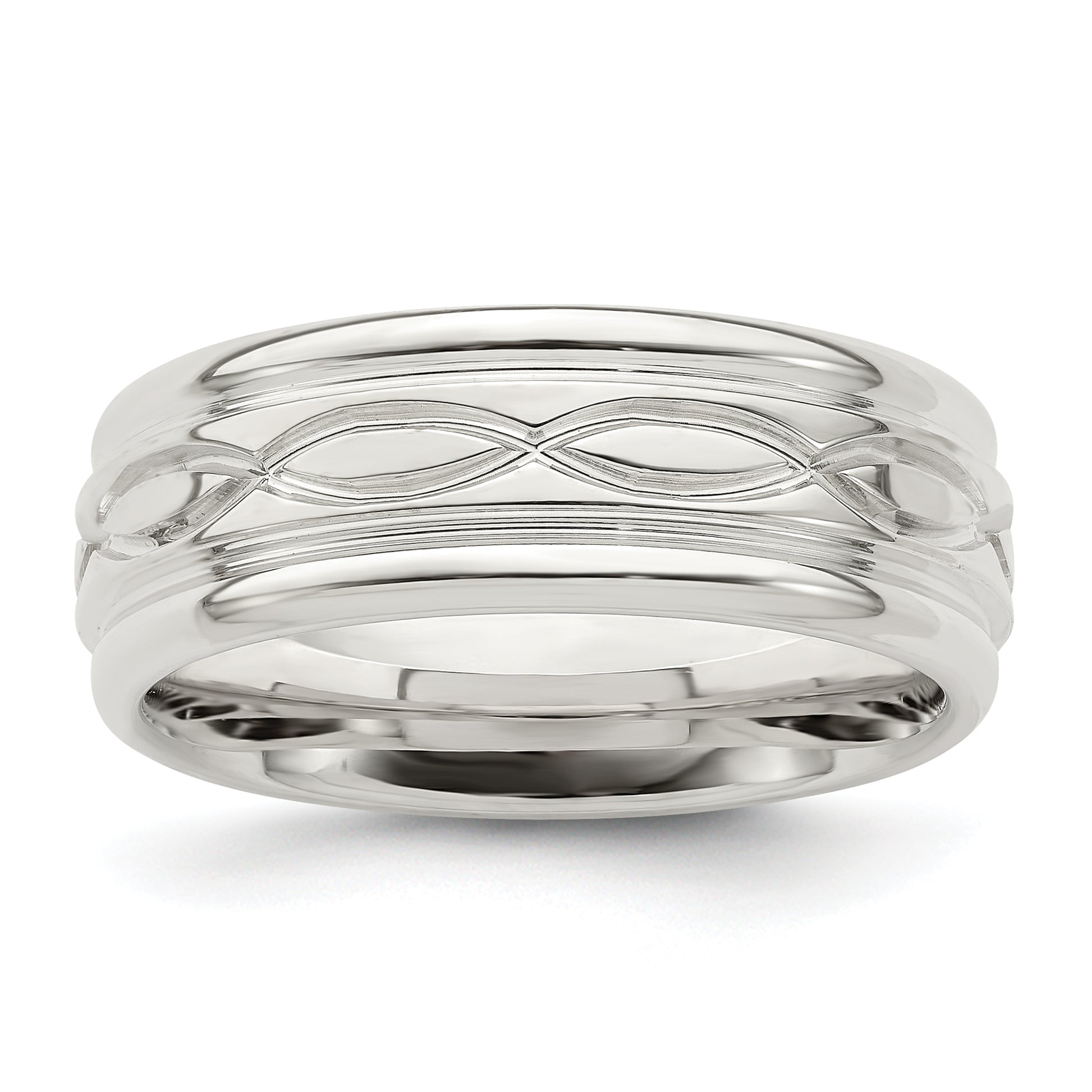 Sterling Silver Ss 7mm Polished Fancy Band