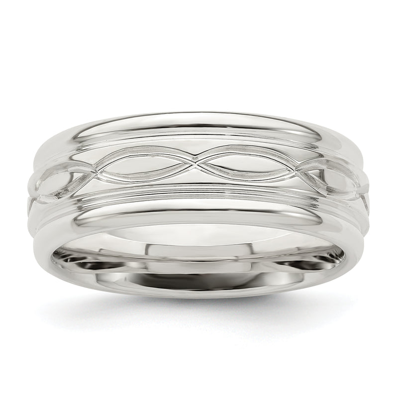 Sterling Silver Ss 7mm Polished Fancy Band