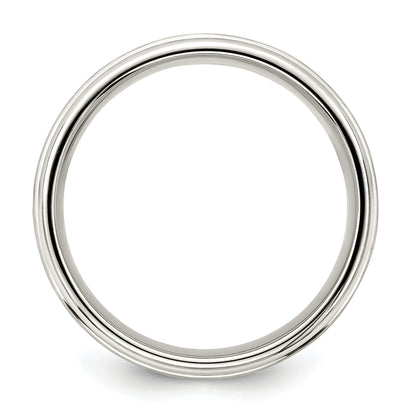 Sterling Silver 7mm Brushed Flat Intertwined Design Beveled Edge Fancy Band