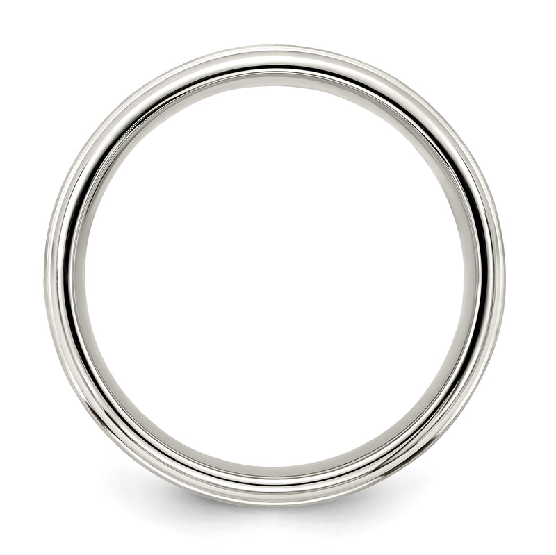 Sterling Silver 7mm Brushed Flat Intertwined Design Beveled Edge Fancy Band