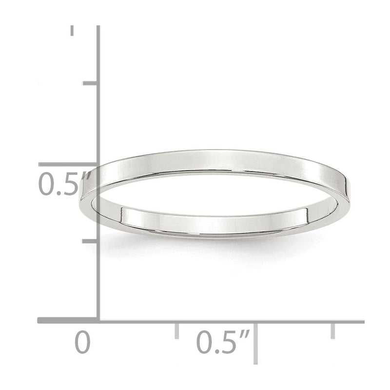 Sterling Silver 2mm Lightweight Flat Size 4.5 Band