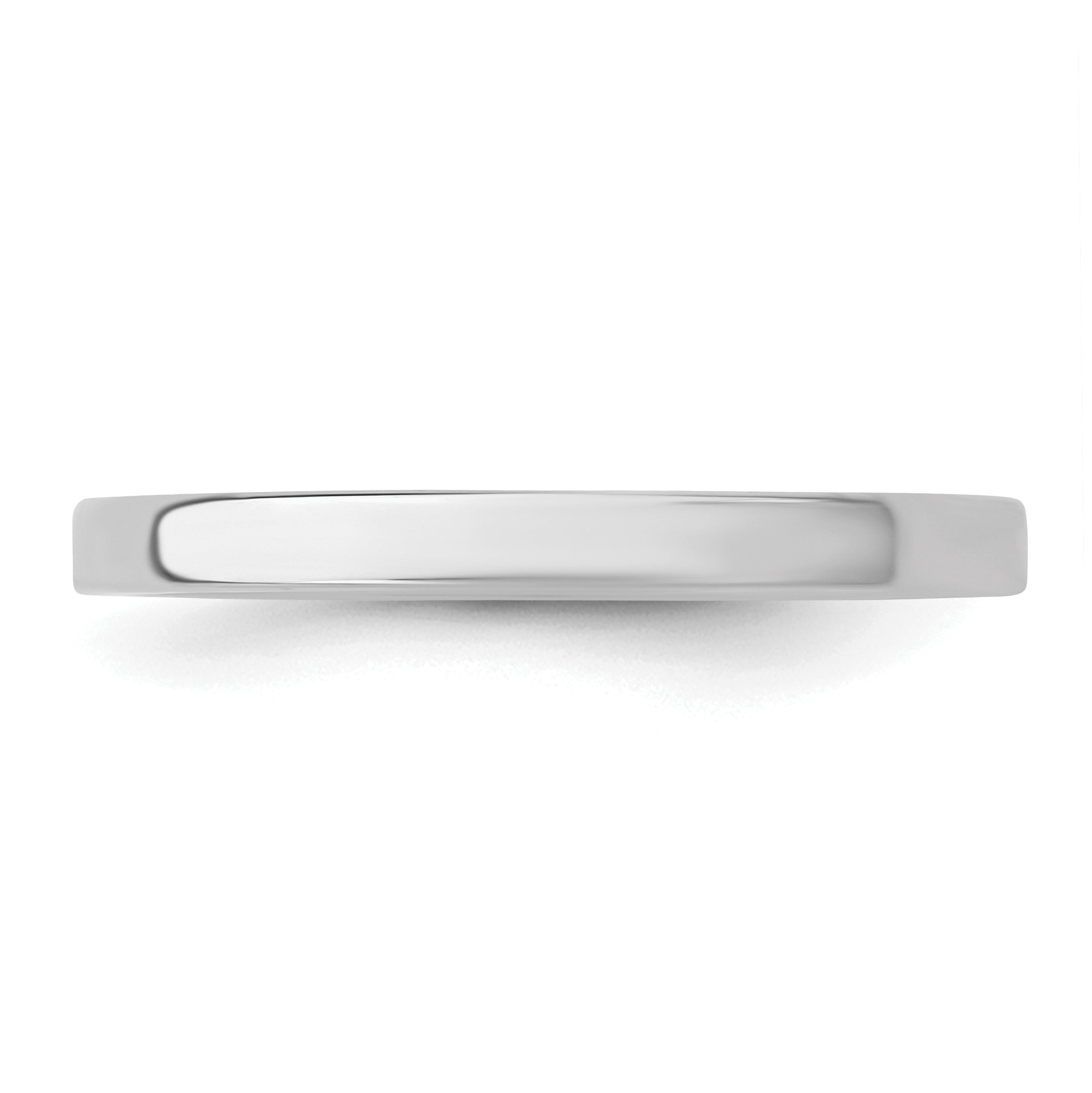 Sterling Silver Rhodium Plated 2mm Flat Size 4 Band