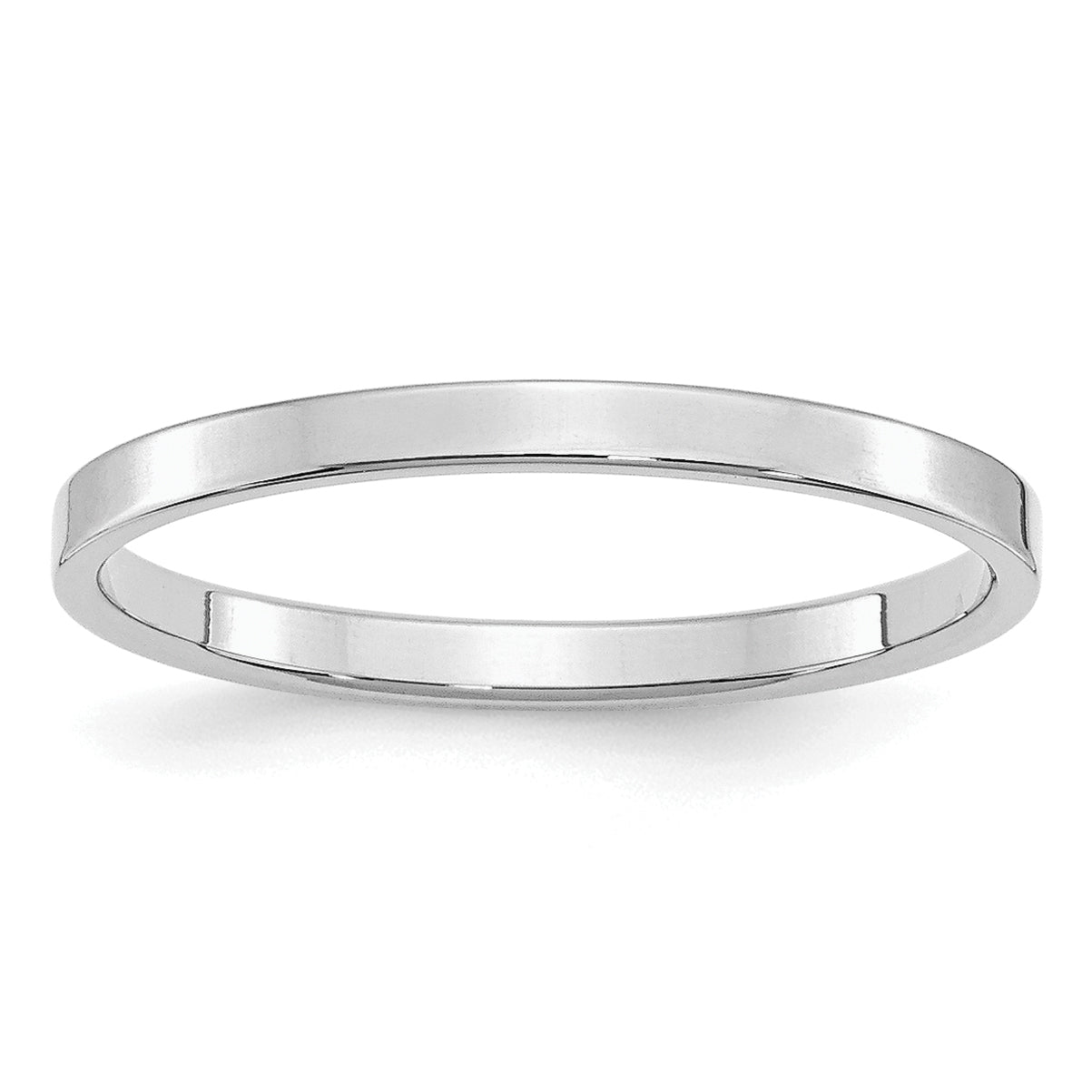 Sterling Silver Rhodium Plated 2mm Flat Size 4 Band