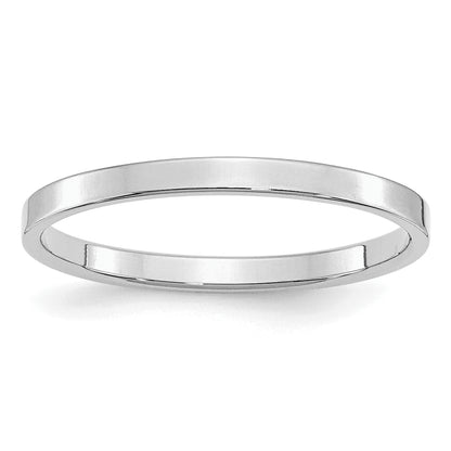 Sterling Silver Rhodium Plated 2mm Flat Size 4 Band