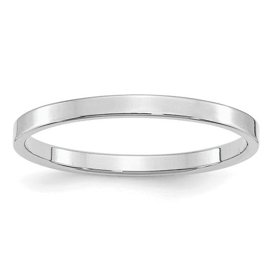 Sterling Silver Rhodium Plated 2mm Flat Size 4 Band