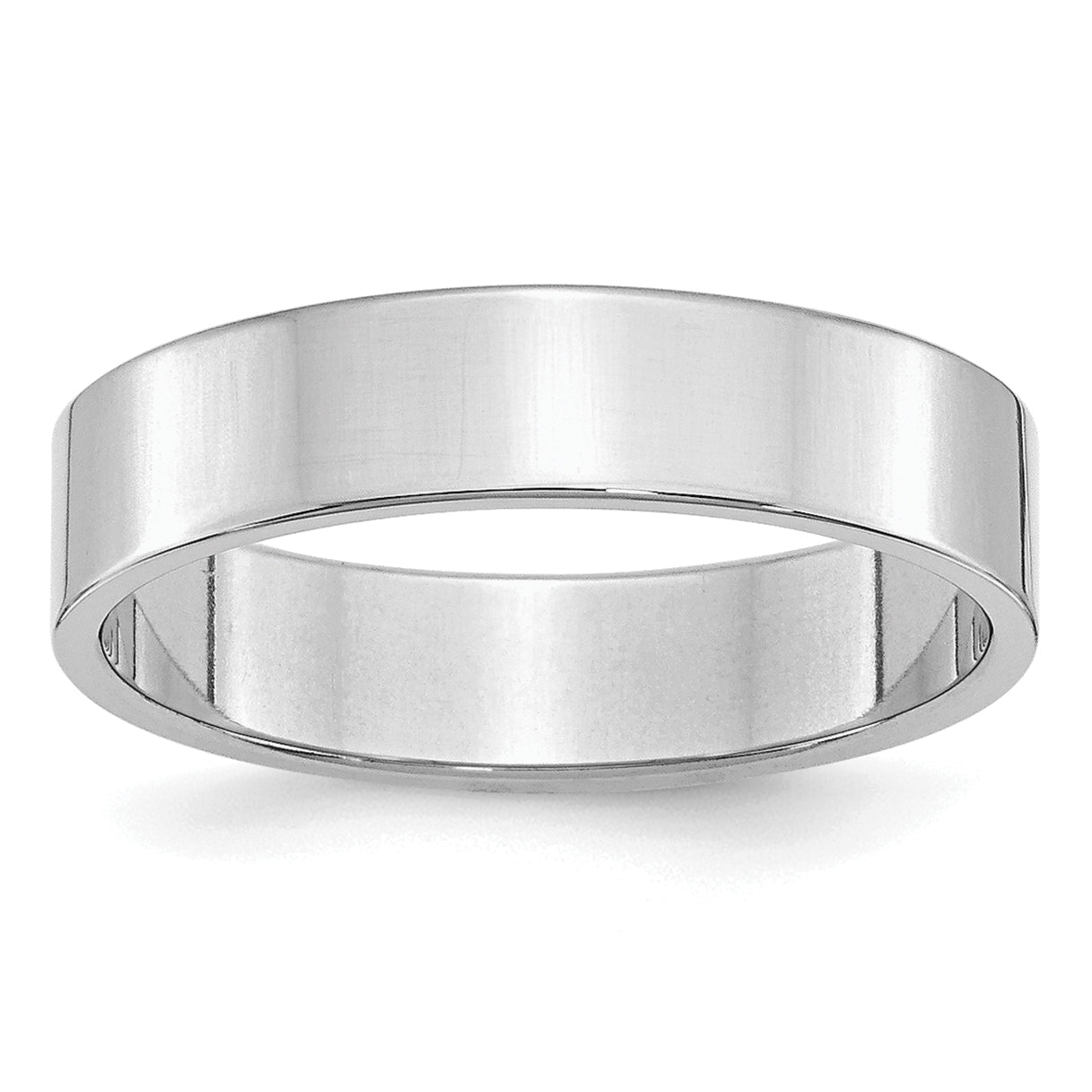Sterling Silver Rhodium Plated 5mm Flat Size 4 Band