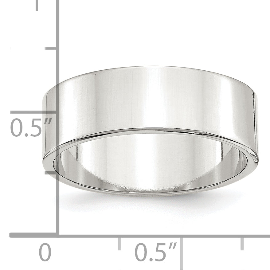Sterling Silver Rhodium Plated 7mm Flat Size 4 Band