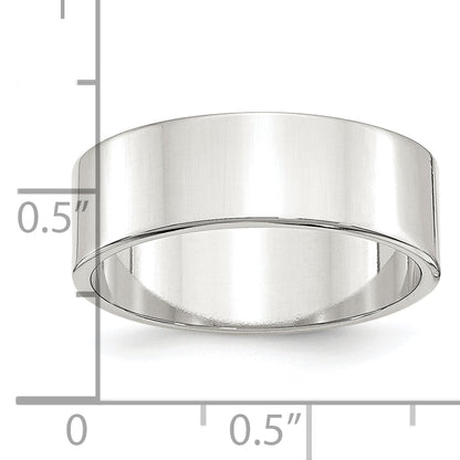 Sterling Silver Rhodium Plated 7mm Flat Size 4 Band